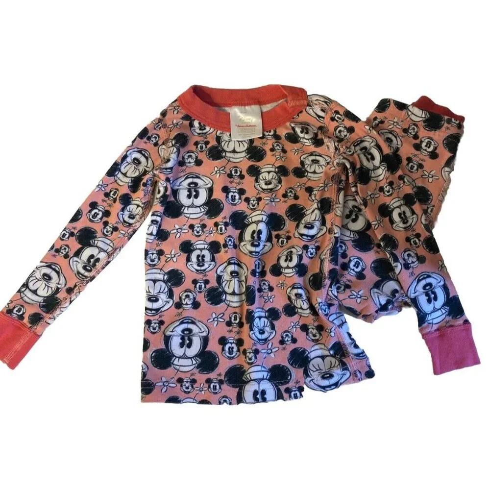 Hanna Andersson x Disney Girls Organic Cotton Mickey Mouse PJs  90cm | 3 Pink